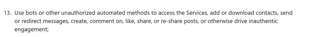 LINKEDIN USER AGREEMENT DON'TS