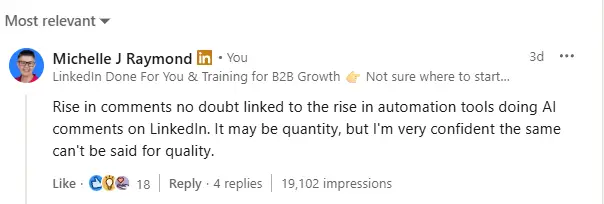 LINKEDIN COMMENTS OUTPERFORM CONTENT MICHELLE J RAYMOND LINKEDIN EXPERT