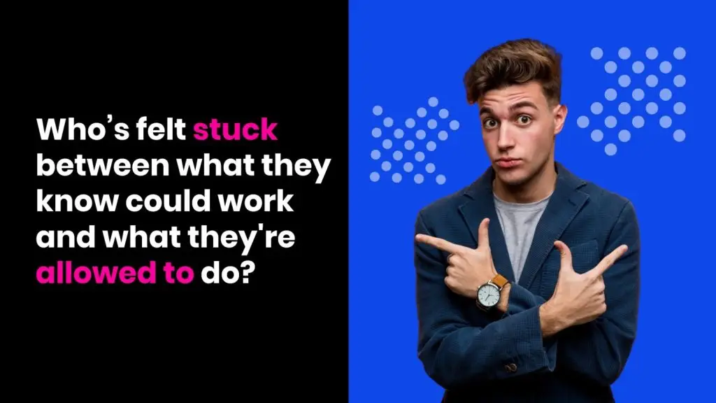 STUCK BETWEEN WHAT YOU KNOW WORKS AND WHAT YOURE ALLOWED TO DO MICHELLE J RAYMOND