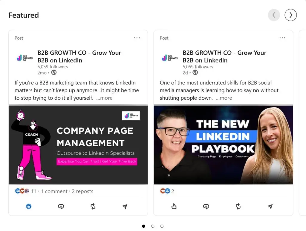 Company Page Featured Section - B2B Growth Co