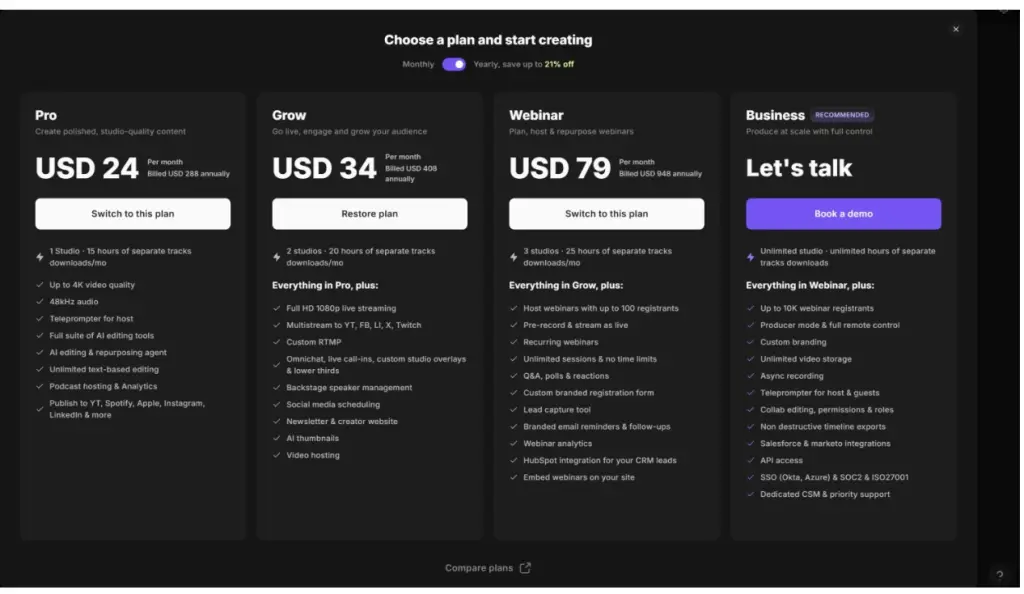 RIVERSIDE STREAMING PLAN MICHELLE J RAYMOND COMPARISON